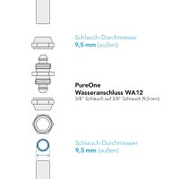 PureOne Wasseranschluss WA12 Schlauchverbinder 3/8 Zoll auf 3/8"